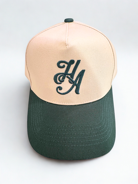 Cream & Green Strapback