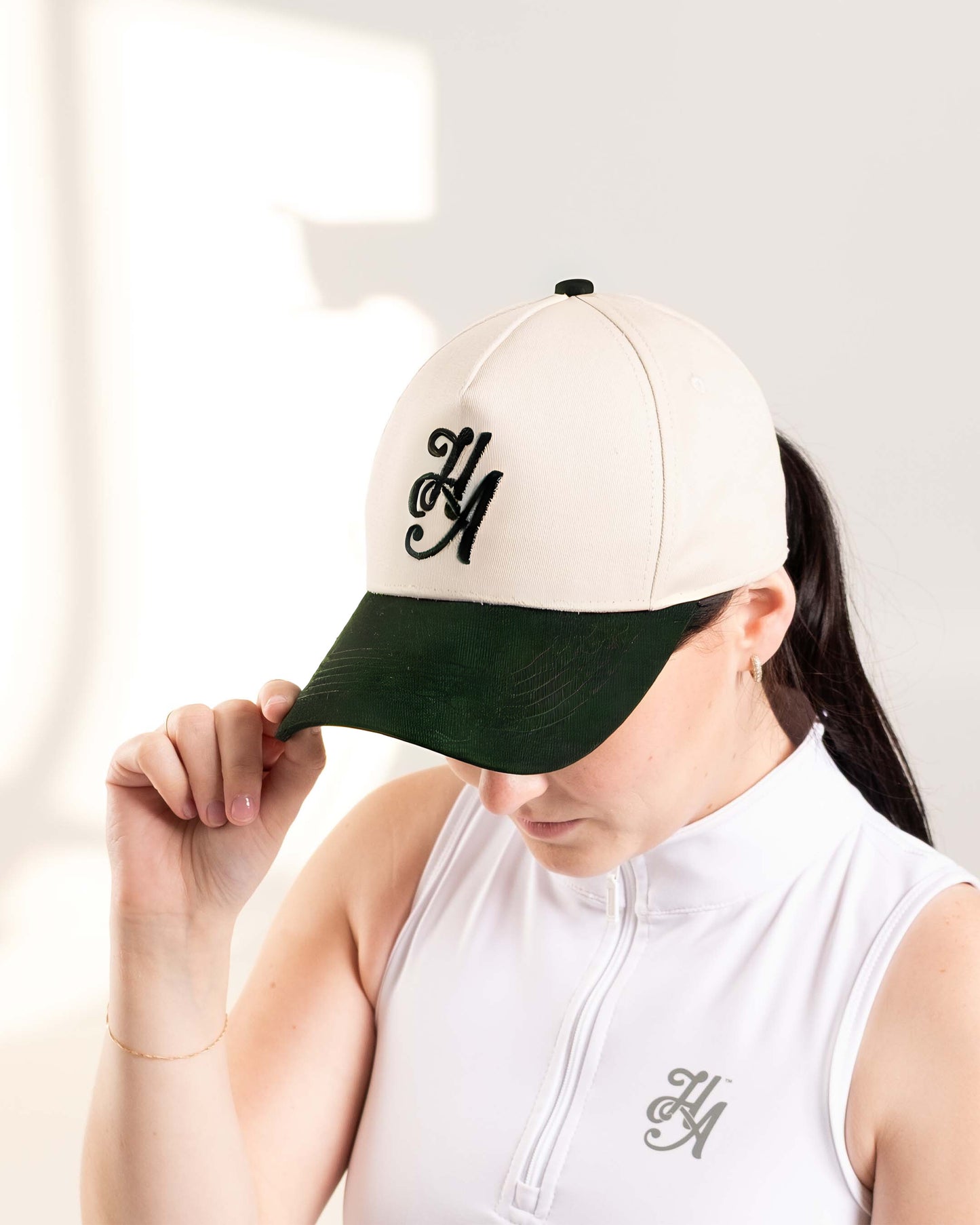 Cream & Green Strapback